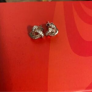 Elegant Silver CZ Diamond Know Stud Earrings